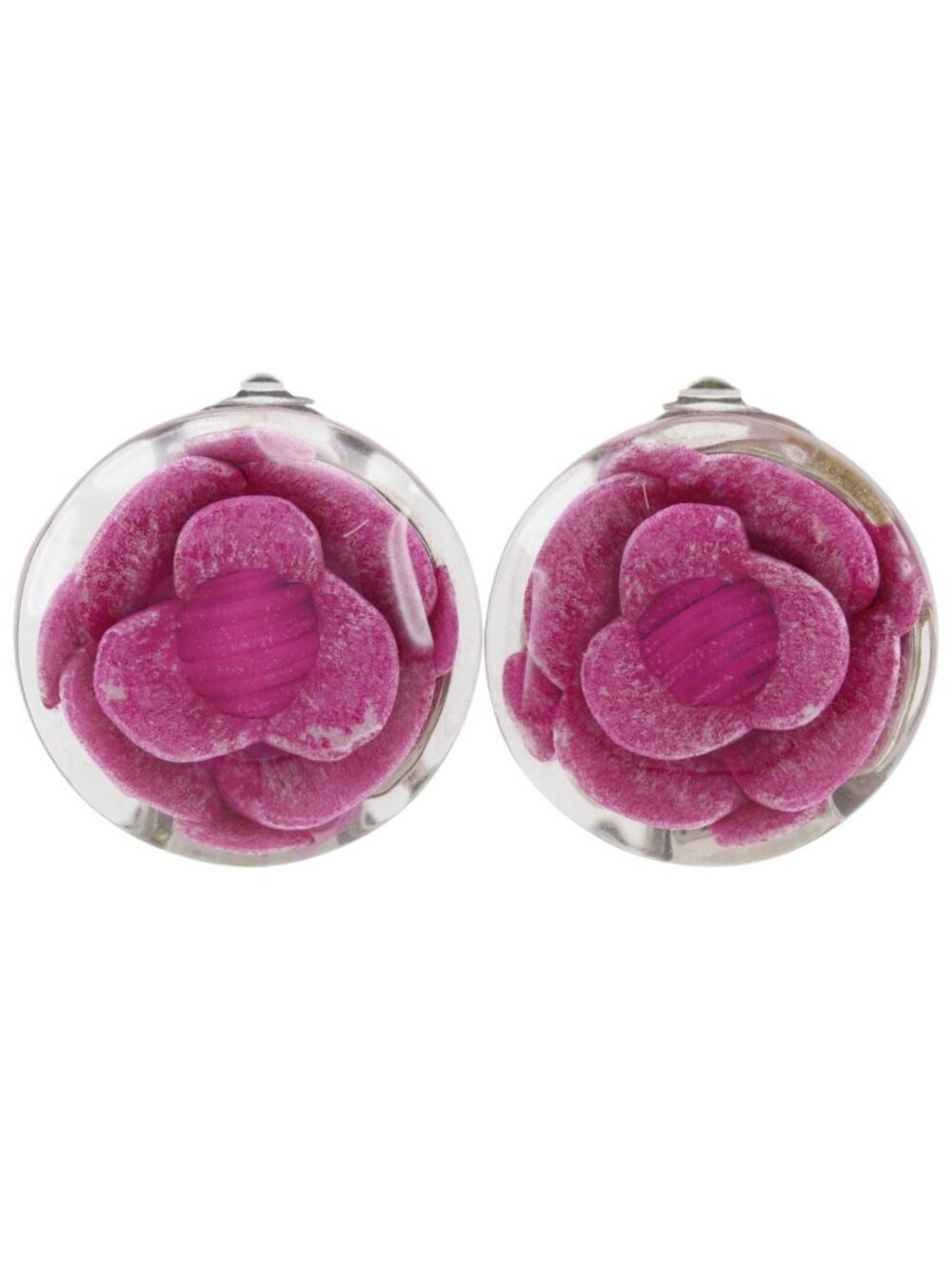 Chanel Camellia Plastic Pink Earrings